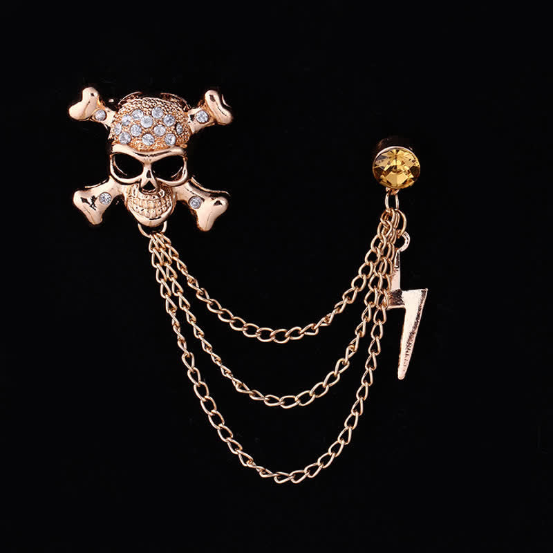 Men's Gothic Skull Lightning Chain Brooch