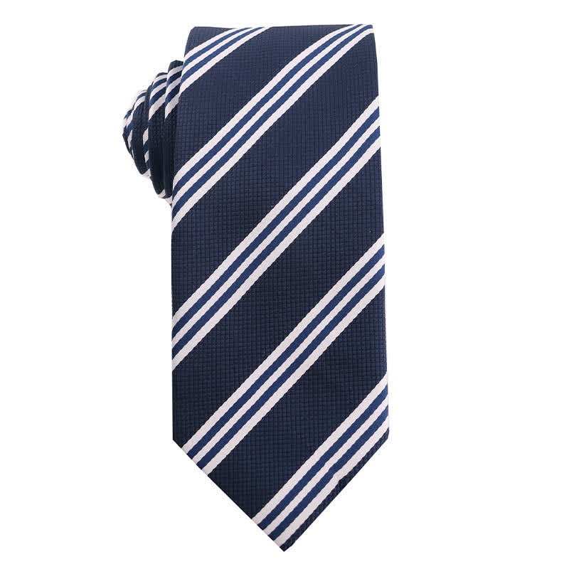 Men's Marine Blue Series Office Necktie - Three-stripe - image 8