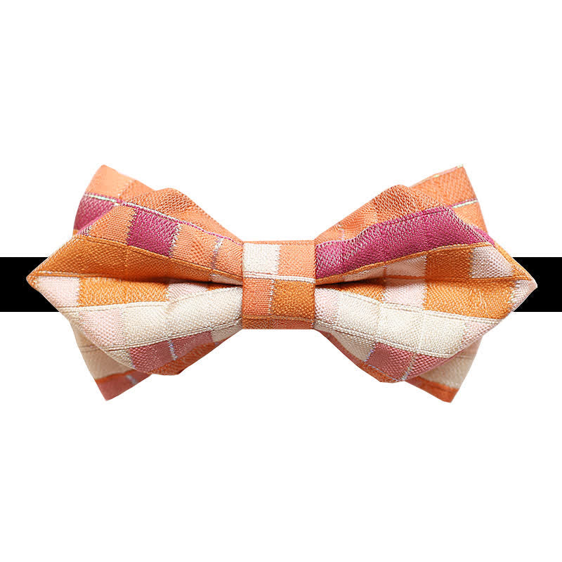 Men's Orange & Pink Sunshine Checker Bow Tie