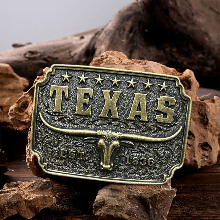 Men's DIY Cowboy Texas Buckle Leather Belt