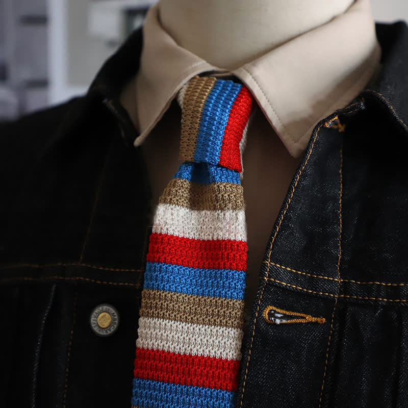 Men's Autumn Horizonal Striped Knitted Necktie