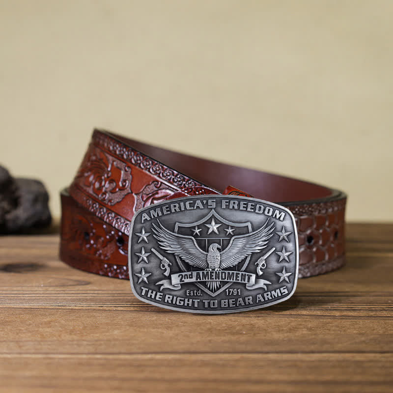 Men's DIY Eagle America's Freedom Buckle Leather Belt