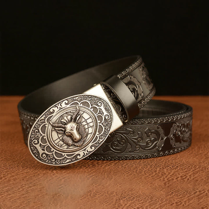 Men's Classical Sheep Head Buckle Leather Belt