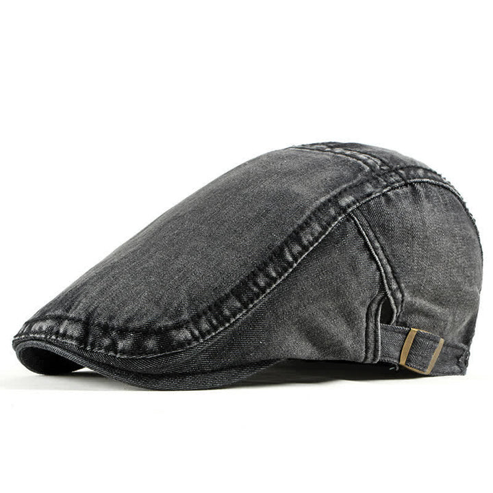 Simple Jean Denim Casquette Beret Cap - Black - Adjustable (about 21 5/8"-23 5/8") - image 0