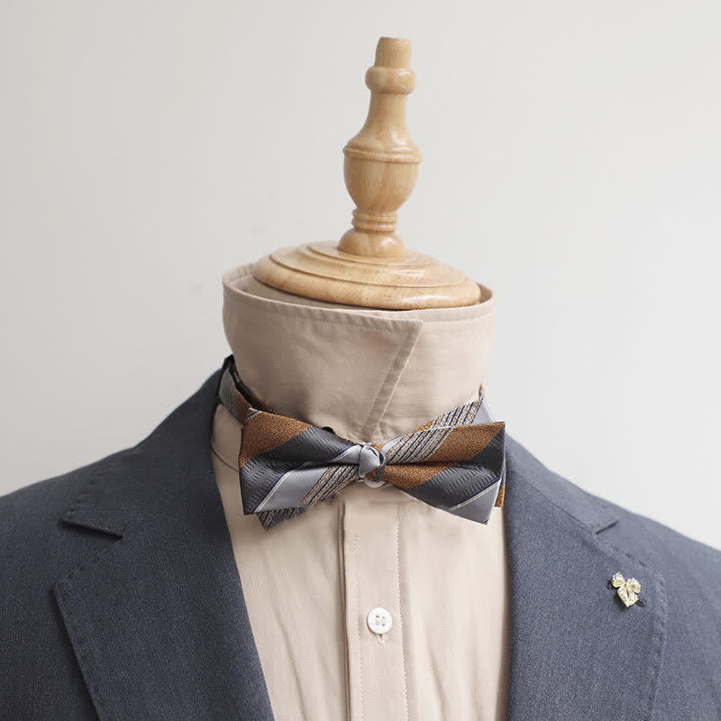 Men's Retro Striped Color Clash Bow Tie