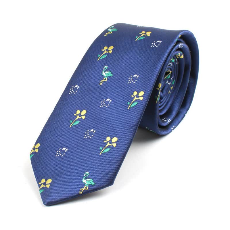 Men's Cute Cartoon Motifs Necktie - Blue Flower - image 17