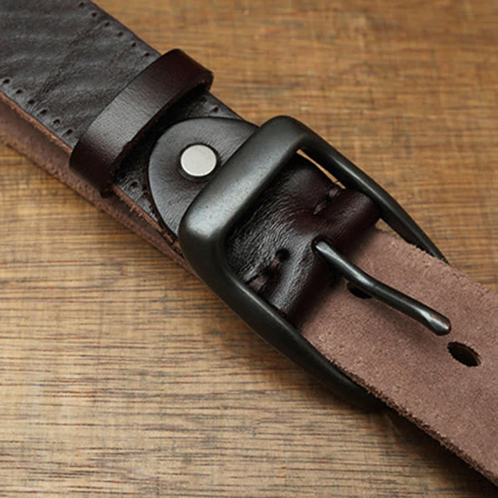 Men's Retro Handmade Trousers Leather Belt - image 5