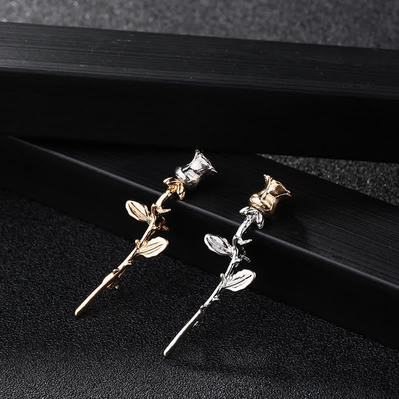 Men's Charming Rose Stem Brooch - image 1