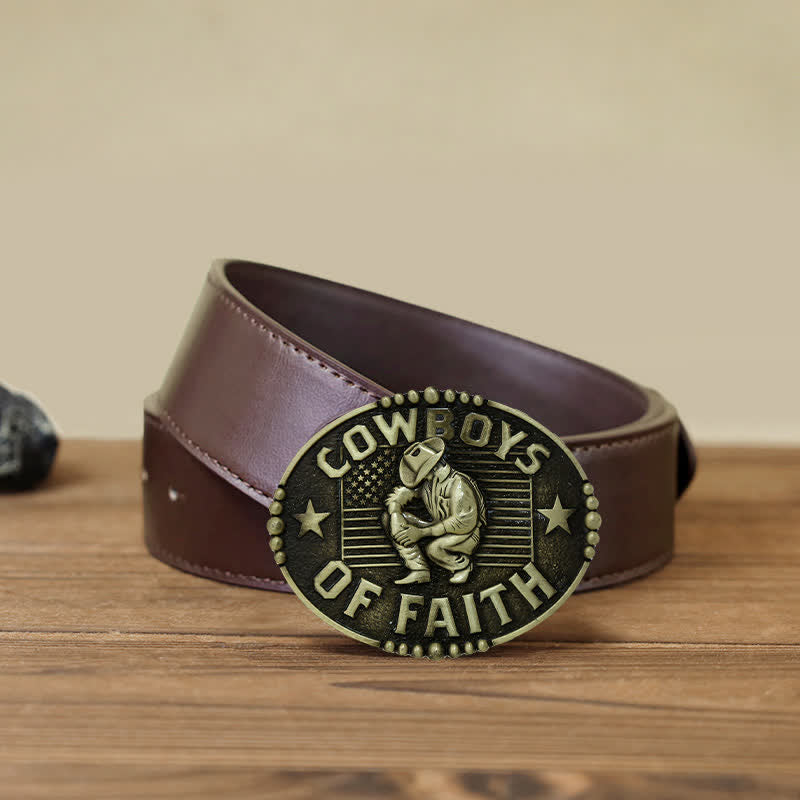 Men's DIY Cowboys Of Faith Buckle Leather Belt