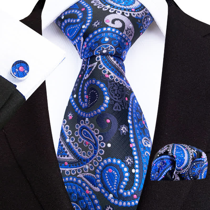 3Pcs Men's Exotic Palace Paisley Necktie Set