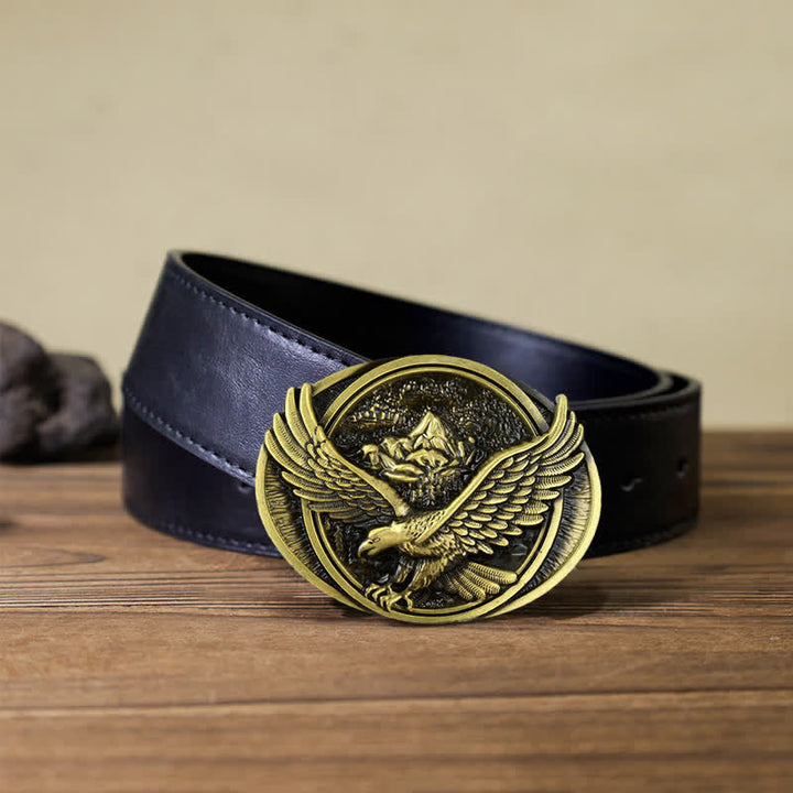 Men's DIY Domineering Flying Eagle Buckle Leather Belt