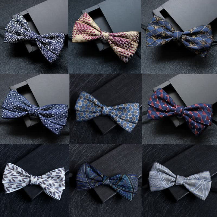 Men's Abstract Pattern Double Layers Bow Tie