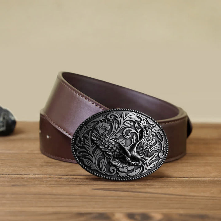 Men's DIY Animal Flying Eagle Buckle Leather Belt