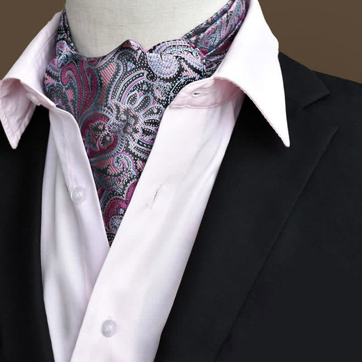 DarkMagenta Leisure Prom Gents Floral Ascot Paisley Cravat