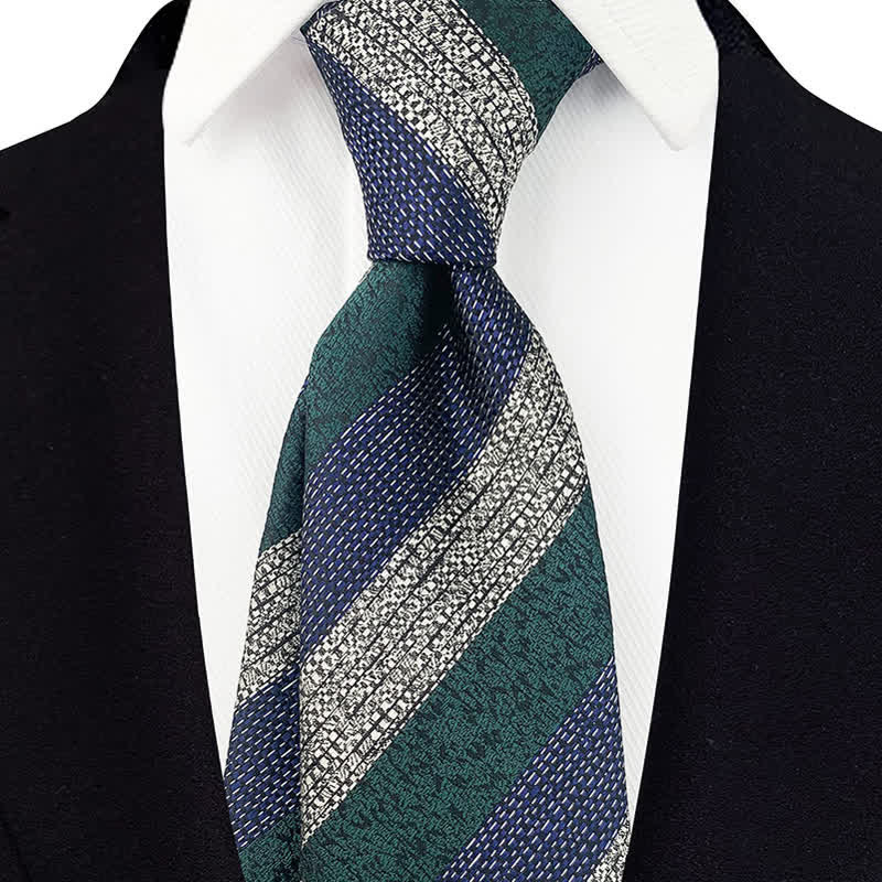 Men's Wide Block Multi Striped Necktie