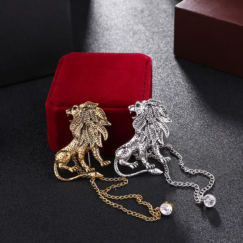 Men's Domineering Lion Chain Brooch