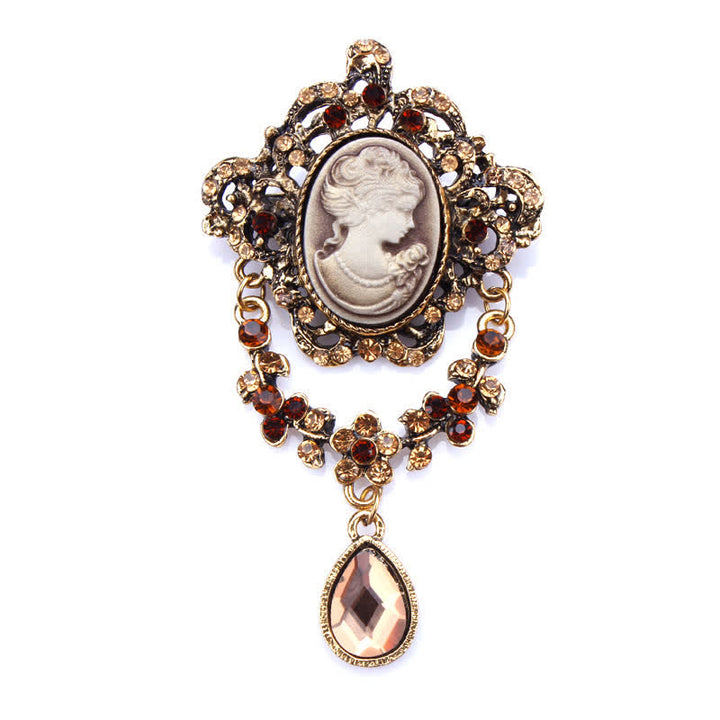 Women's Maiden Cameo Teardrop Brooch