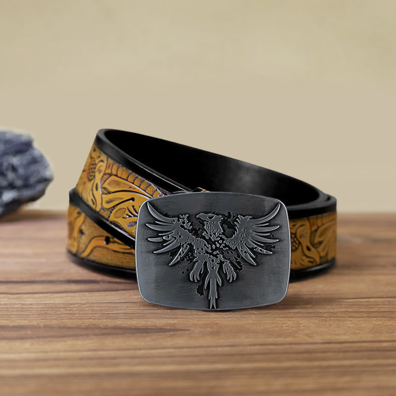 Men's DIY Rising Phoenix Eagle Buckle Leather Belt