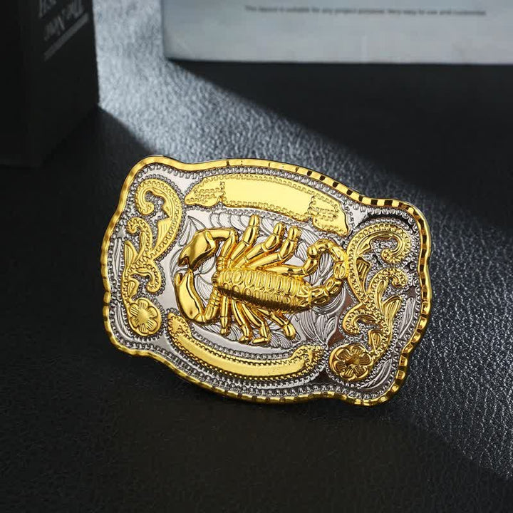 Men's DIY Golden Scorpion Buckle Leather Belt