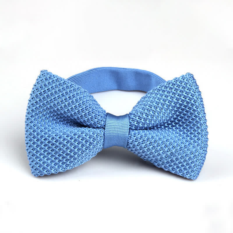 Men's Solid Color Double Layer Knitted Bow Tie