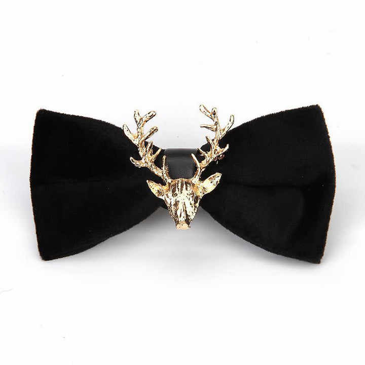 Men's Reindeer Head Velvet Bow Tie