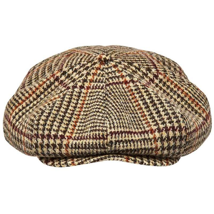 Beige Scottish Plaid Tweed Newsboy Beret Cap