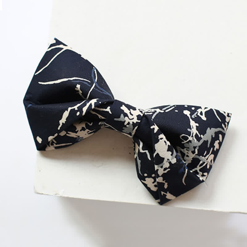 Men's Navy Blue & White Graffiti Bow Tie