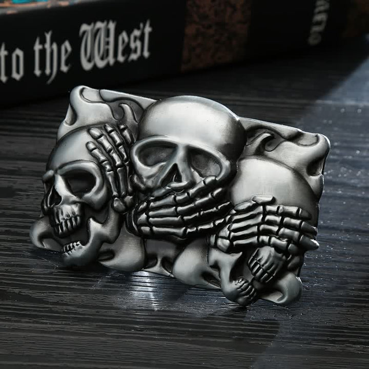 Men's DIY Horrible Laugh Skull Buckle Leather Belt