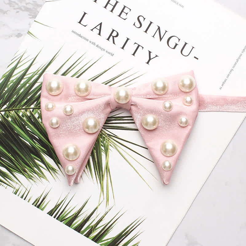 Pearls Bright Oversized Pointed Bow Tie