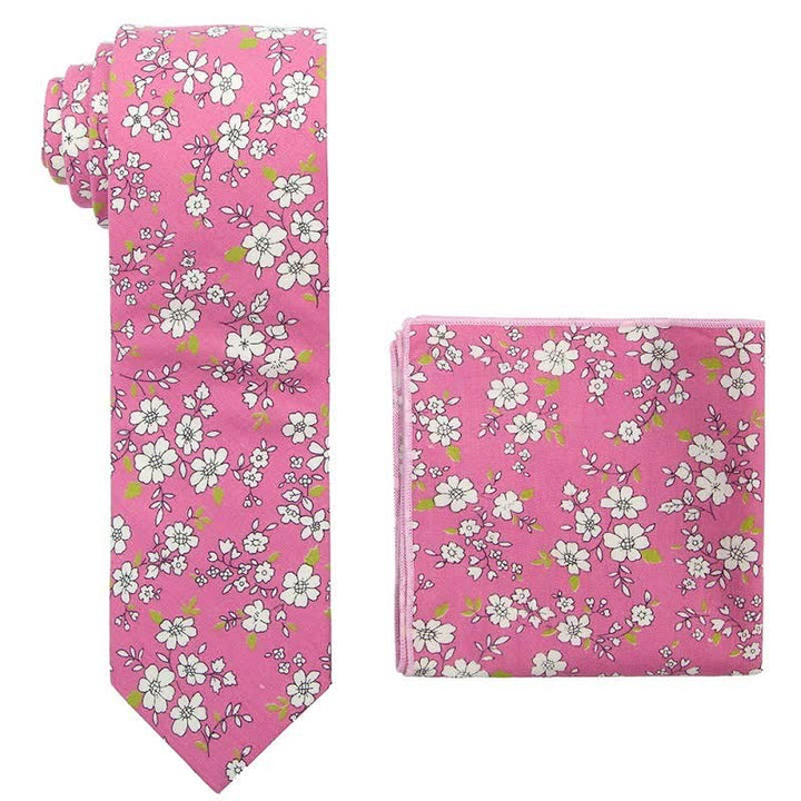 2Pcs Men's Daisy Rose Floral Necktie Set