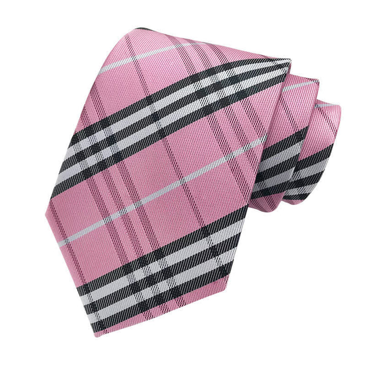 Men's Dashing Scottish Plaid Necktie - Pink - image 12