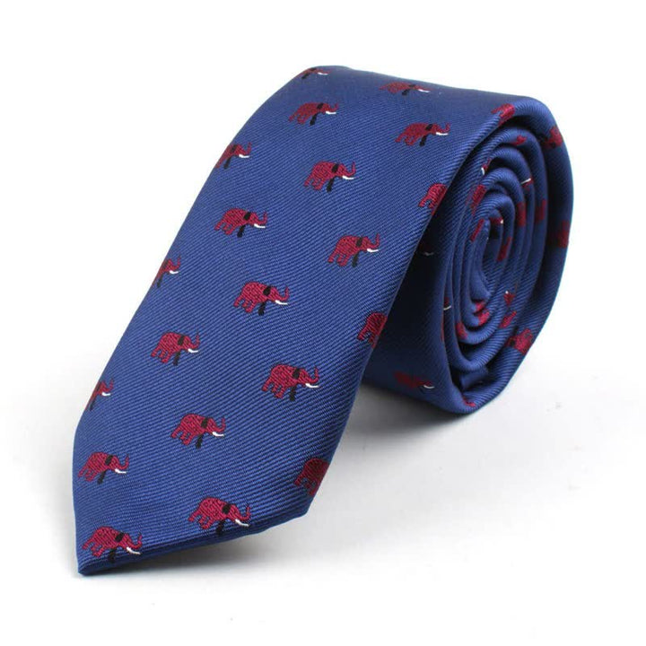Men's Cute Cartoon Motifs Necktie - Blue Elephant - image 9