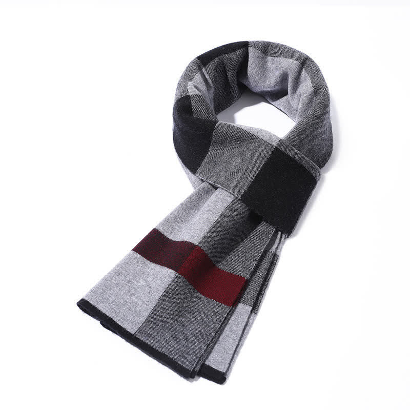 Men's Leisure Business Plaid Pure Wool Scarf