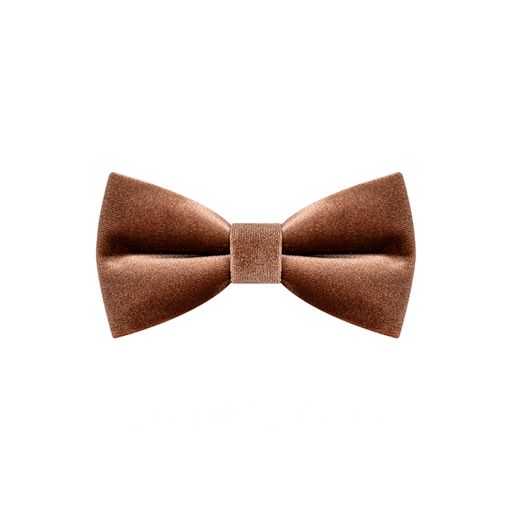 Men's Caramel Brown Solid Color Velvet Bow Tie