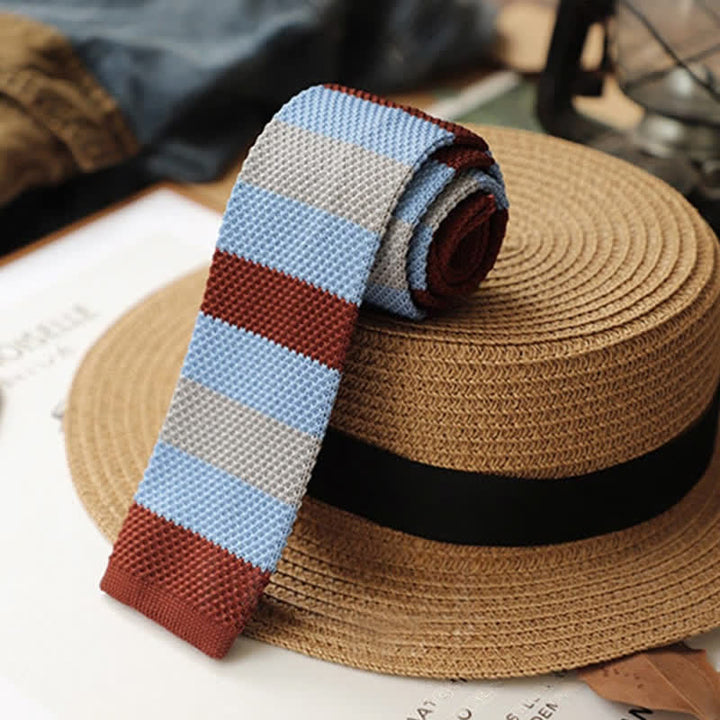 Men's Autumn Horizonal Striped Knitted Necktie