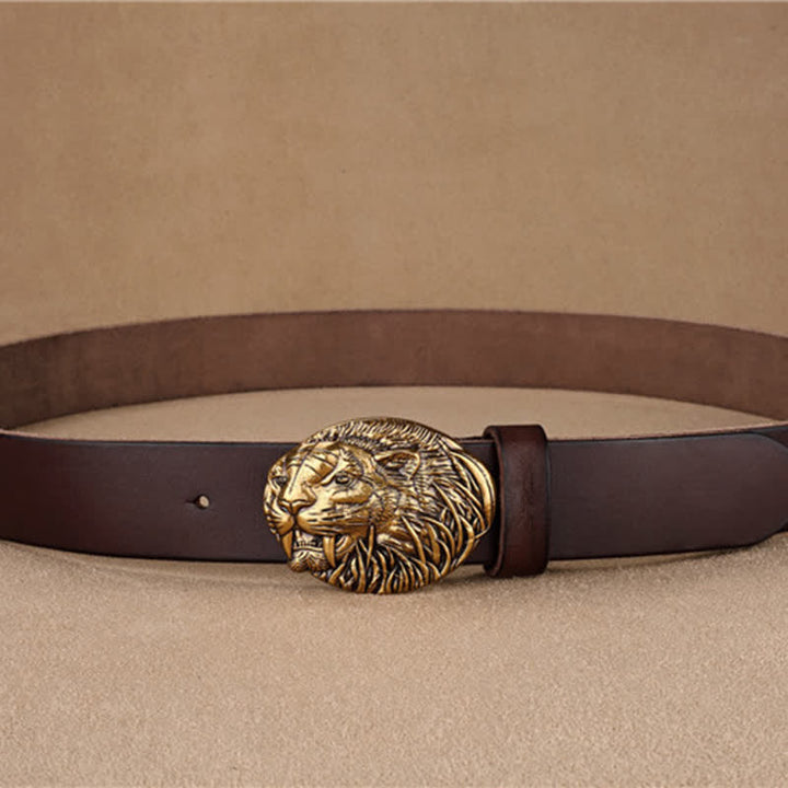 Men's Tiger Antique Plate Buckle Leather Belt