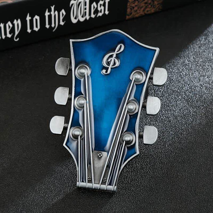 Men's DIY Musical Guitar Headstock Buckle Leather Belt