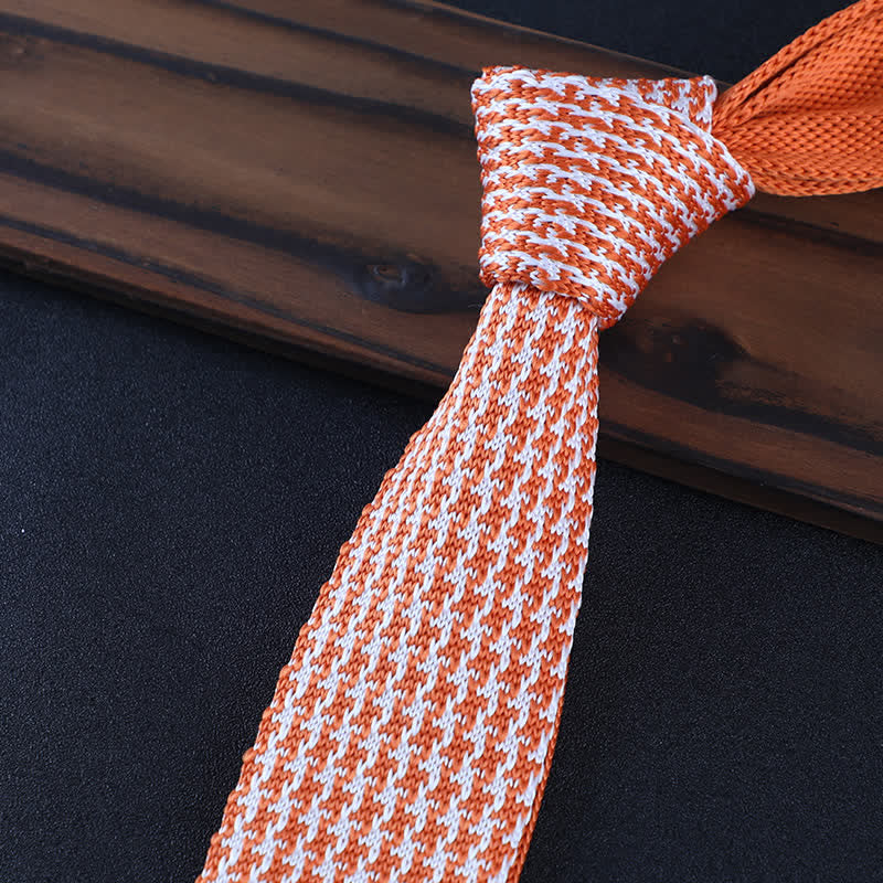 Men's Houndstooth Plaid Knitted Necktie