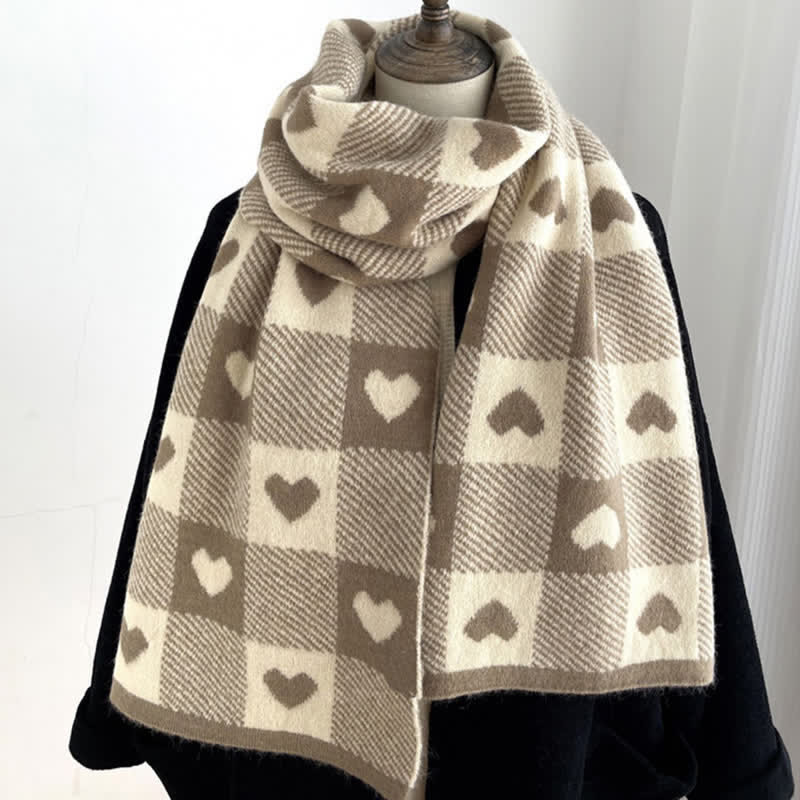 Women's Chunky Love Plaid Double-Sided Scarf