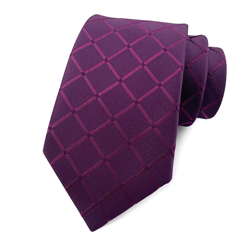 Men's Skinny Tuxedo Suit Plaid Necktie - Pure Purple - image 2