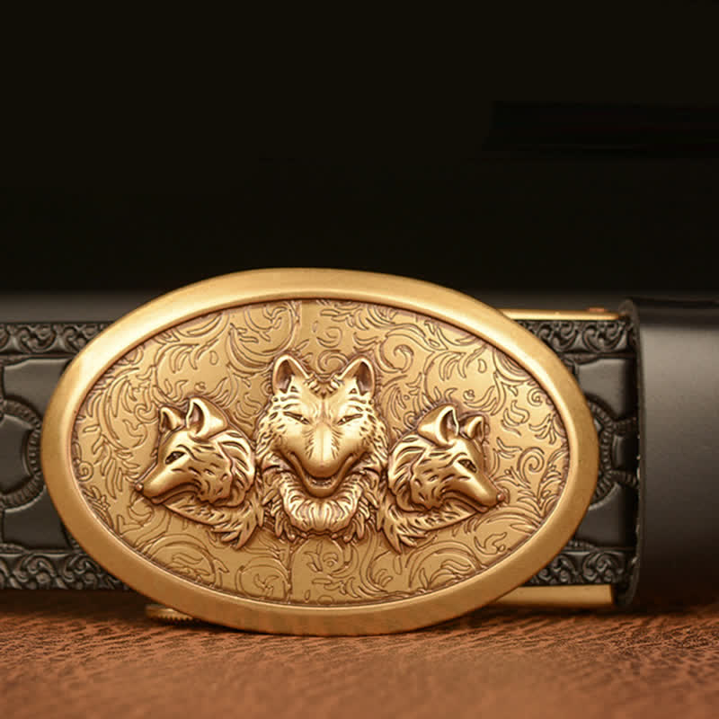 Men's Legend Of Hungry Wolves Leather Belt