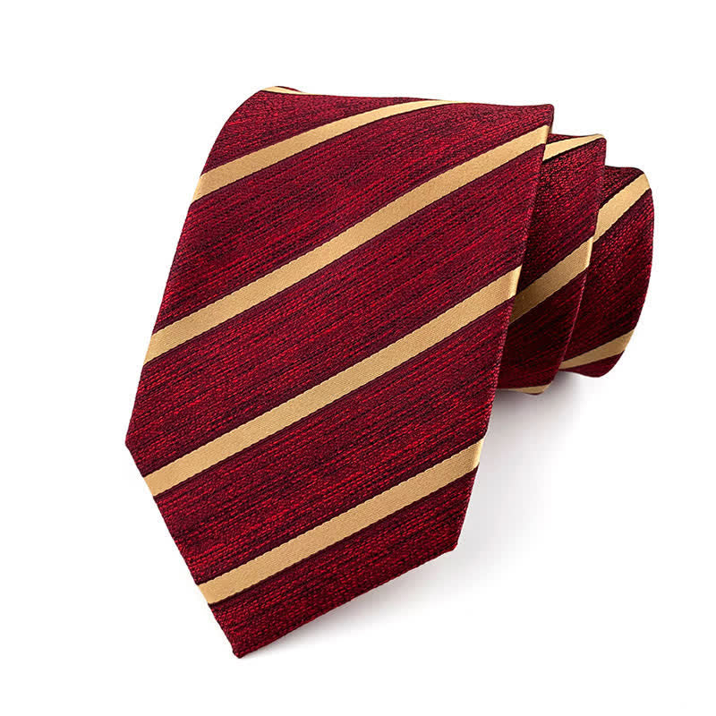 Men's Classic Thin Striped Necktie - Red & Gold - image 2