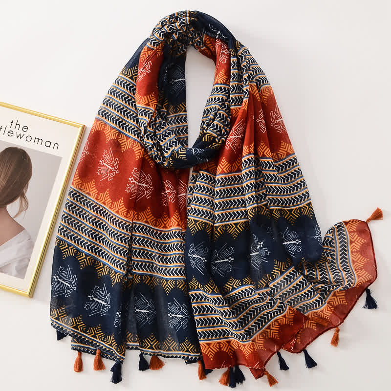 Women's Thin Lovely Butterfly Floral Tassel Scarf - Style #6 - image 11