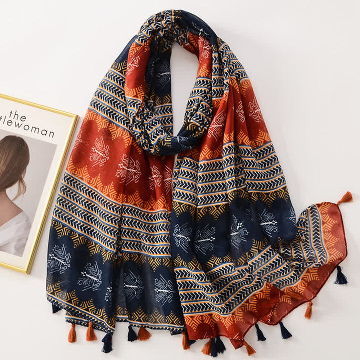 Women's Thin Lovely Butterfly Floral Tassel Scarf - Style #6 - image 11