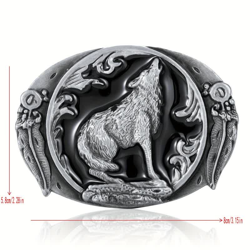 Men's DIY Enamel Domineering Howling Wolf Buckle Leather Belt