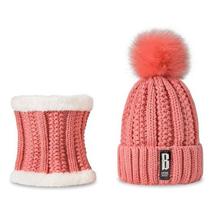 2Pcs Winter Women's Warm Pom Poms Hat