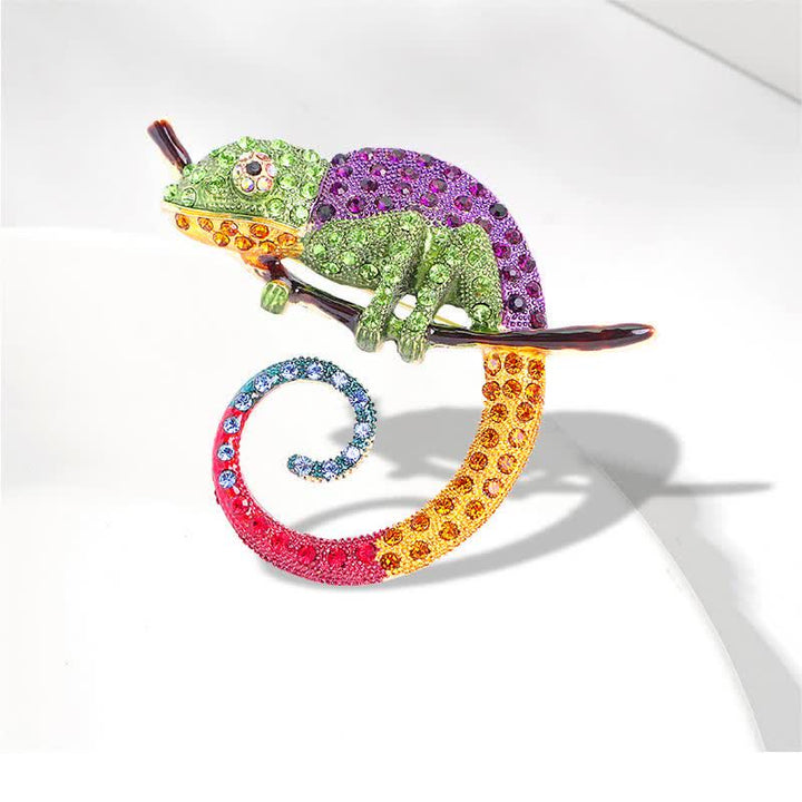 Women's Colorful Chameleon Lizard Brooch