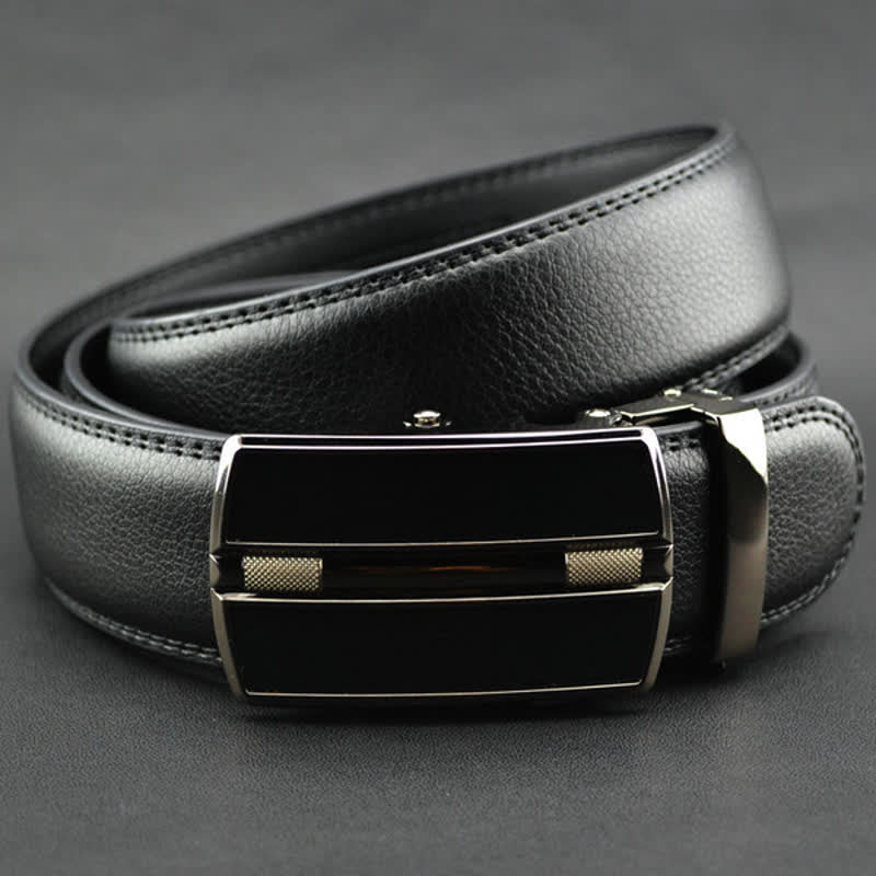 Men's Simple Hollow Automatic Buckle Leather Belt