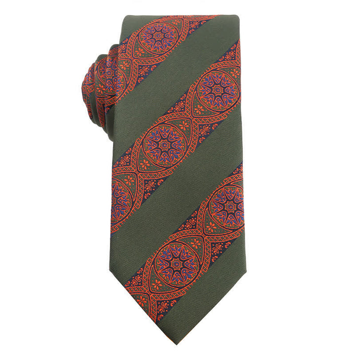 Men's Forest Green Orange Series Necktie - Eye & Striped - image 6