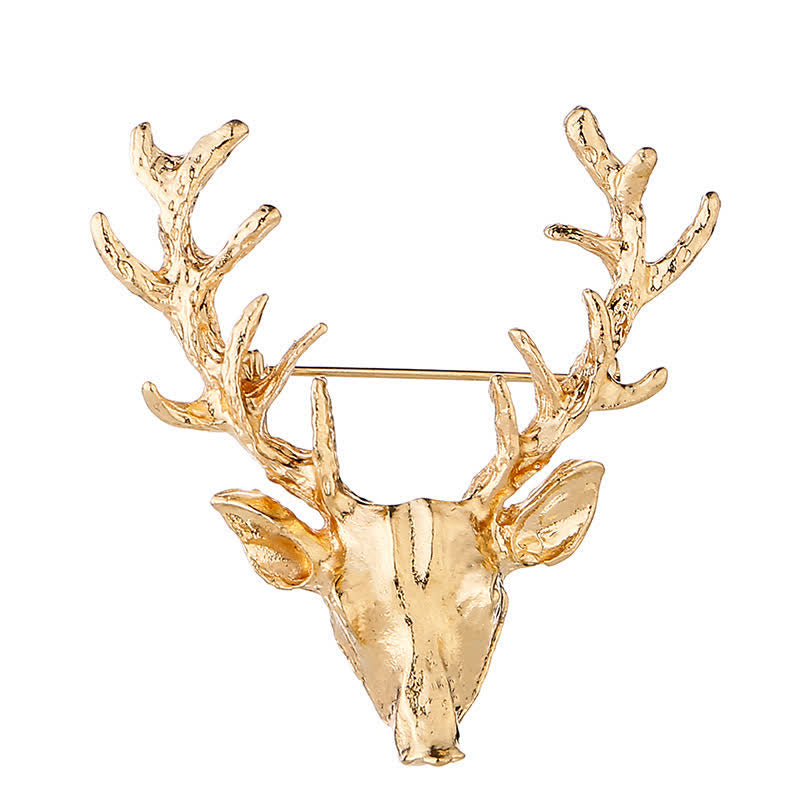 Men's Antler Stag Head Brooch